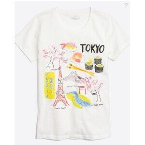 J.Crew Tokyo Collector Graphic Tee Sushi Mt Fuji Sz M